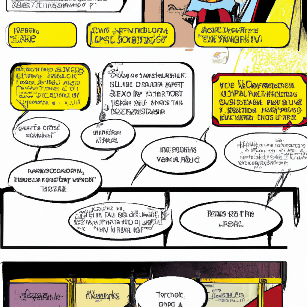 Paneles de cómic en composición dinámica con bocadillos, bocetos y muestras de color de alto contraste